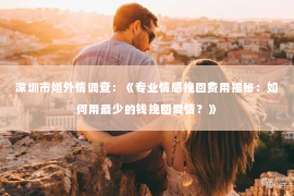 深圳市婚外情调查：《专业情感挽回费用揭秘：如何用最少的钱挽回爱情？》