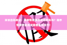 深圳出轨取证：保爱情感挽回成功率高吗？揭示情感修复的关键因素与技巧！