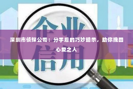 深圳市侦探公司：分手后的巧妙暗示，助你挽回心爱之人