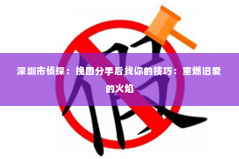 深圳市侦探:挽回分手后找你的技巧:重燃旧爱的火焰 深圳市侦探:挽回分手后找你的技巧:重燃旧爱的火焰